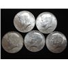 Image 1 : 5 ASSORTED 40% SILVER KENNEDY HALF DOLLARS