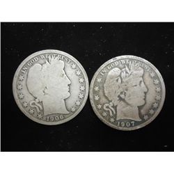 1906-D & 1907-D BARBER HALF DOLLARS