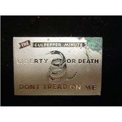 27 GRAM STERLING SILVER FLAG INGOT CULPEPPER