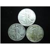 Image 1 : 1942,42 & 43-D WALKING LIBERTY HALF DOLLARS