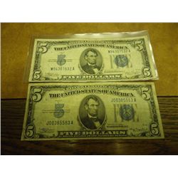 1934-A & 1934-C $5 SILVER CERTIFICATES BLUE SEALS
