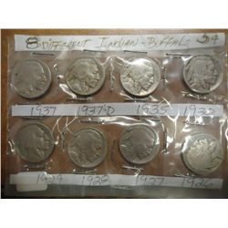 8 ASSORTED BUFFALO NICKELS (AS SHOWN)