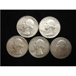SILVER 5-1960'S WASHINGTON QUARTERS