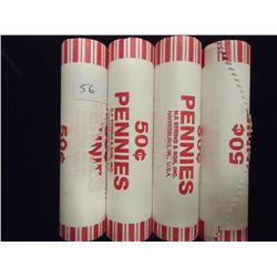 4 ROLLS OF 2010 LINCOLN SHIELD CENTS UNC