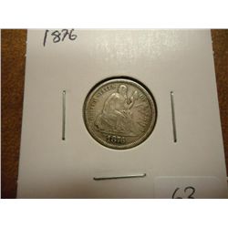 1876 SEATED LIBERTY DIME (EXTRA FINE) W / GRAFFITI