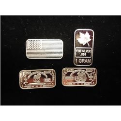 4-1 GRAM .999 FINE SILVER INGOTS US FLAG, MAPLE