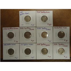 10-BUFFALO NICKELS OLD DEALER STOCK