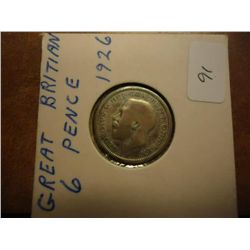 1926 GREAT BRITAIN SILVER 6 PENCE