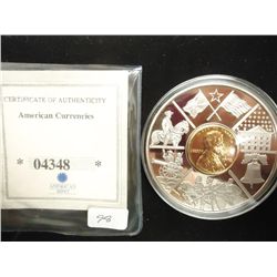 2" LINCOLN PENNY 24KT GOLD INLAY  COIN PROOF
