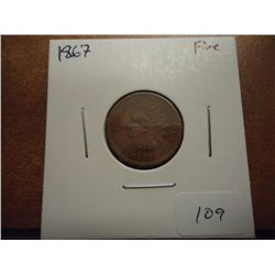 1867 INDIAN HEAD CENT KEY DATE FINE