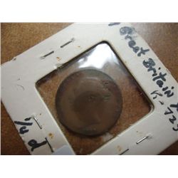 1839 GREAT BRITAIN 1/4 FARTHING "1ST YEAR"