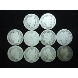 10 ASSORTED BARBER DIMES