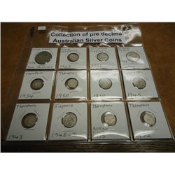 12 PRE DECIMAL AUSTRALIAN SILVER COINS