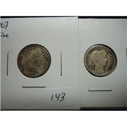 1907 & 1913 BARBER DIMES BOTH FINES