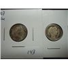 Image 1 : 1907 & 1913 BARBER DIMES BOTH FINES