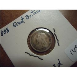 1898 GREAT BRITAIN SILVER 3 PENCE