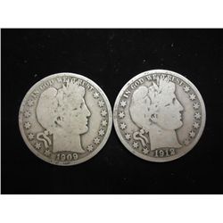 1909 & 1912-D BARBER HALF DOLLARS