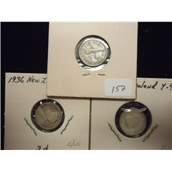 1933,36 & 43 NEW ZEALAND SILVER 3 PENCE