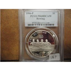 1996-P OLYMPIC ROWING SILVER DOLLAR PCGS PR68 DCAM