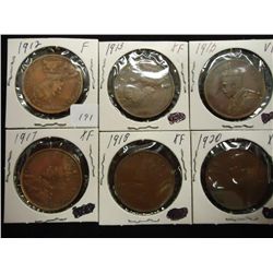 1912,13,16,17,18 & 20 CANADA LARGE CENTS