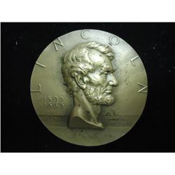 BRONZE 1 3/4" HIGH RELIEF LINCOLN MEDAL