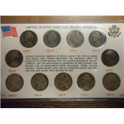 1942-45 35% SILVER JEFFERSON WAR NICKEL SET