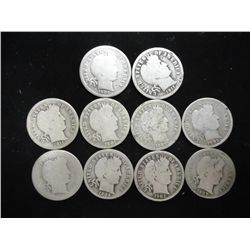 10 ASSORTED BARBER DIMES