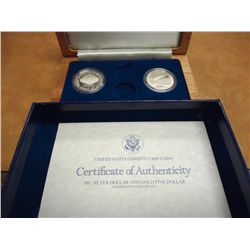 1987 P & S US CONSTITUTION SILVER DOLLARS UNC & PF