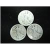 Image 1 : SILVER 3 NO DATE WALKING LIBERTY HALF DOLLARS