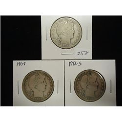 1907,09 & 12-S BARBER HALF DOLLARS