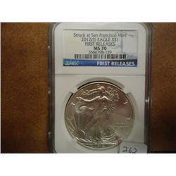 2012-S AMERICAN SILVER EAGLE NGC MS70 1ST RELEASES