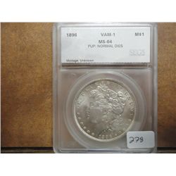 1896 VAM-1 MORGAN SILVER DOLLAR SEGS MS64