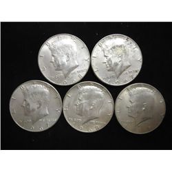 5 ASSORTED 40% SILVER HALVES