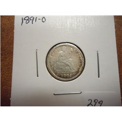 1891-O SEATED LIBERTY DIME (VERY FINE)