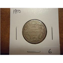 1910 CANADA SILVER 25 CENTS