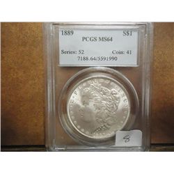 1889 MORGAN SILVER DOLLAR PCGS MS64