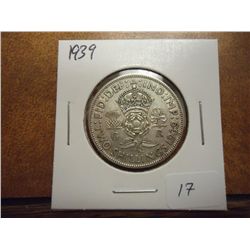 1939 GREAT BRITAIN SILVER 2 SHILLINGS
