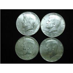 4 ASSORTED 40% SILVER KENNEDY HALF DOLLARS