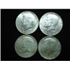 Image 1 : 4 ASSORTED 40% SILVER KENNEDY HALF DOLLARS