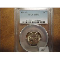 1945-S 35% SILVER JEFFERSON WAR NICKEL PCGS MS65