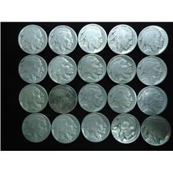 20 ASSORTED 1920'S BUFFALO NICKELS