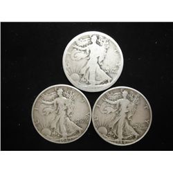 1917,42 & 44 WALKING LIBERTY HALF DOLLARS