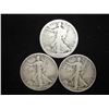 Image 1 : 1917,42 & 44 WALKING LIBERTY HALF DOLLARS