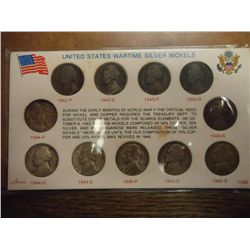 1942-45 35% SILVER JEFFERSON WAR NICKEL SET