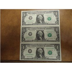3-2003-A $1 FRN'S LOW CONSECUTIVE SERIAL 'S (UNC)