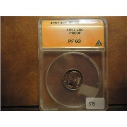 1957 SILVER ROOSEVELT DIME ANACS PF63