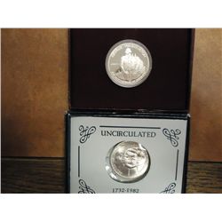 1982 D & S WASHINGTON COMMEM. HALVES UNC & PF