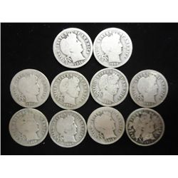 10 ASSORTED BARBER DIMES