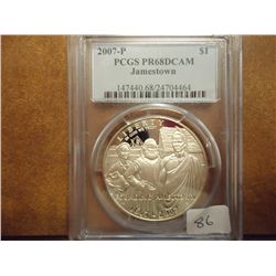 2007-P JAMESTOWN SILVER DOLLAR PCGS PR68 DCAM