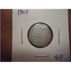 1905 GREAT BRITAIN SILVER 6 PENCE